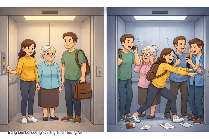 ứng xử trong thang máy