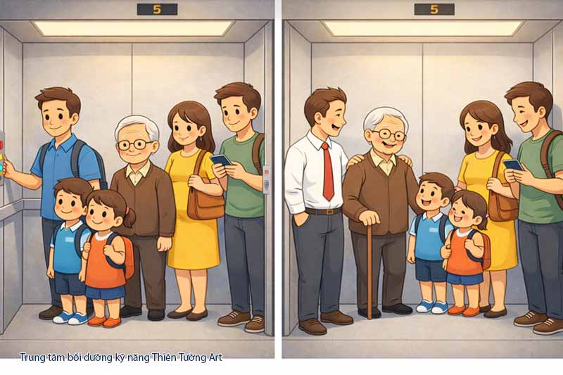 ứng xử trong thang máy